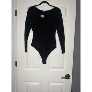 Maverick The Collection long sleeve Scoop Neck bodysuit black large NWT